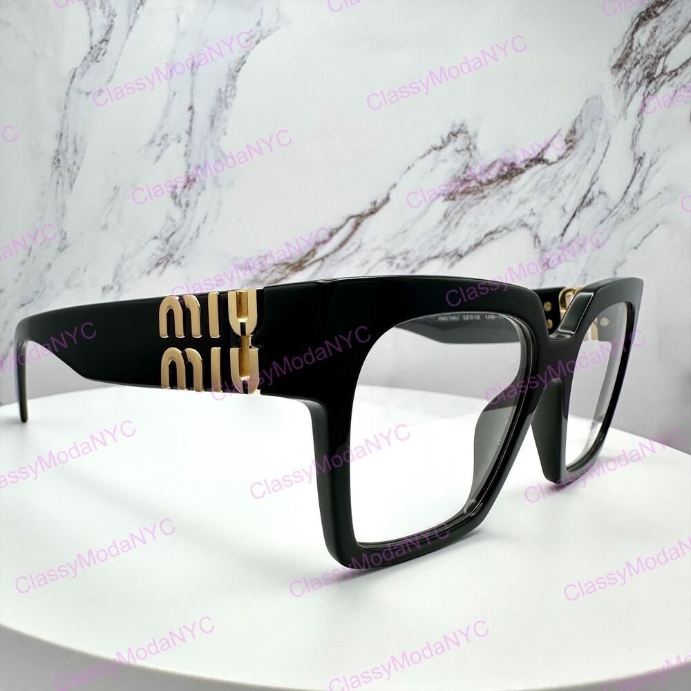 MIU MIU Womens Eyeglasses Black Square Full Rim frames 52-19mm Rx-able Womens - Picture 4 of 16